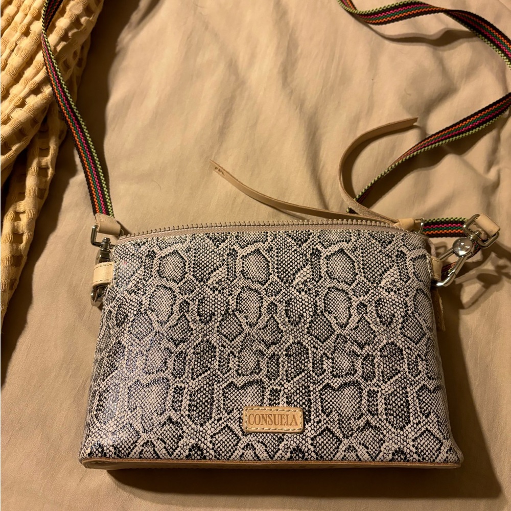 Consuela midtown cross body bag in “snake” skin and leather. Never used.